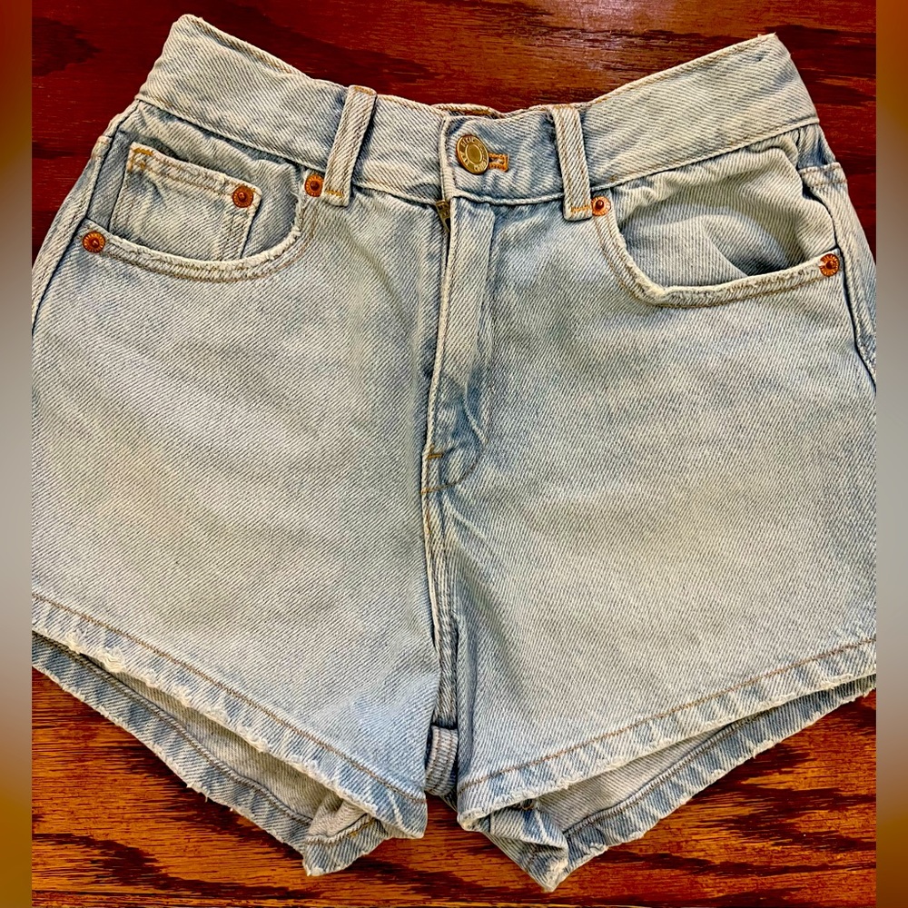 Zara Girl denim shorts- curved hem.